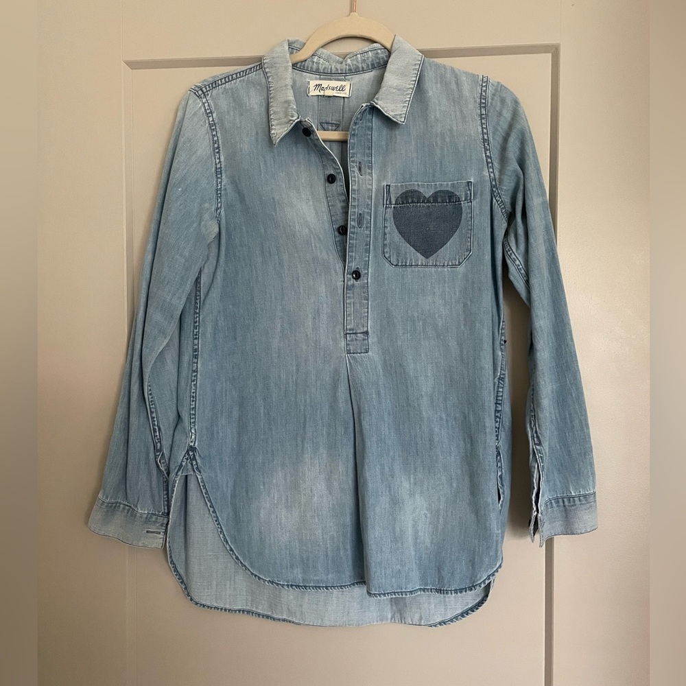 Madewell denim popover shirt size S